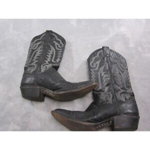 Justin‎ Lizard Skin Cowboy Boots Mens Size 9D Black Western Stitch Leather